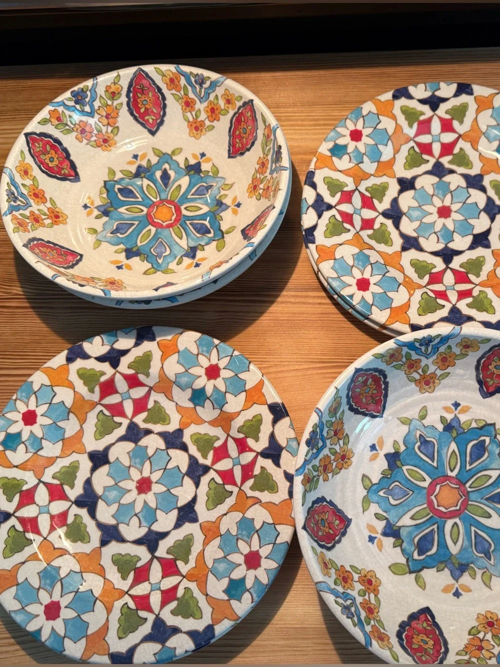 S/4 Williams Sonoma Iznik Tile Indoor/Outdoor Melamine Bowls, 2016